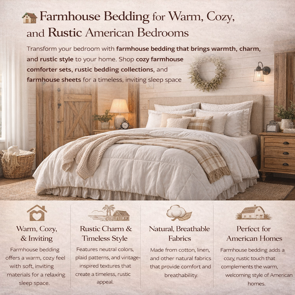 Farmhouse Bedding for Warm, Cozy, and Rustic American Bedrooms