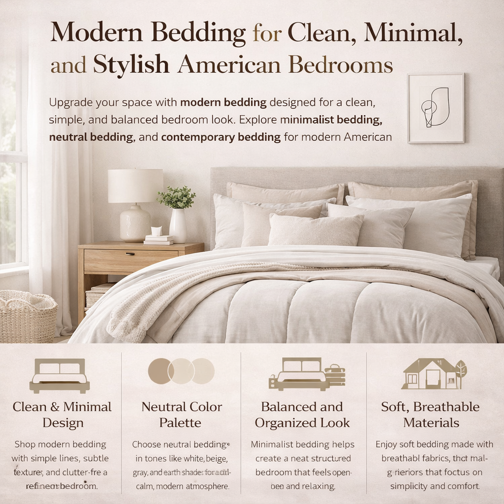 modern bedding minimalist neutral bedroom clean contemporary style soft bedding