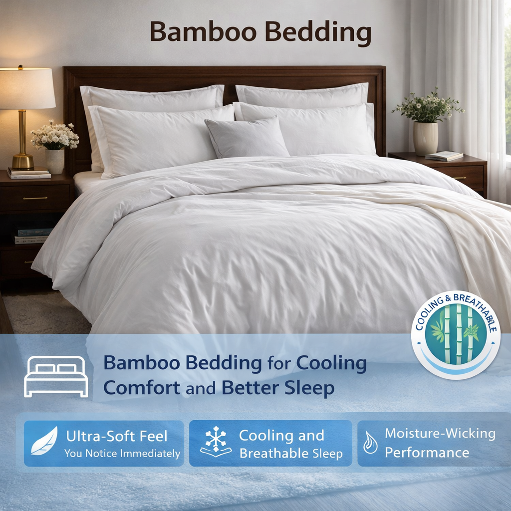 bamboo bedding cooling soft breathable sheets moisture wicking comforter bedroom