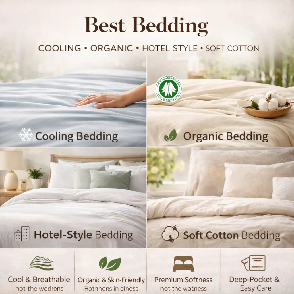 best bedding collection with cooling organic hotel style and soft cotton bedding in modern American bedroom