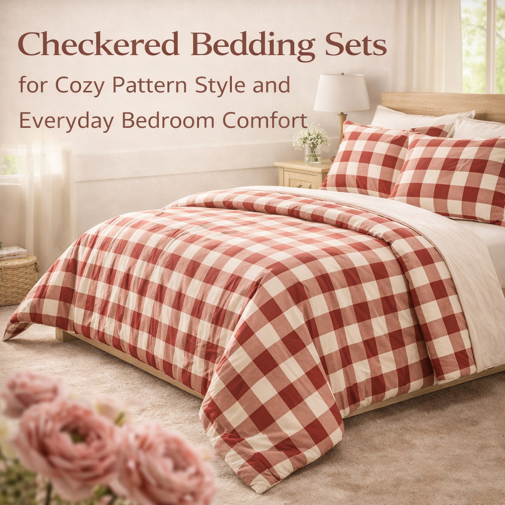 checkered bedding set plaid comforter gingham bedding cozy farmhouse bedroom soft breathable pattern bedding