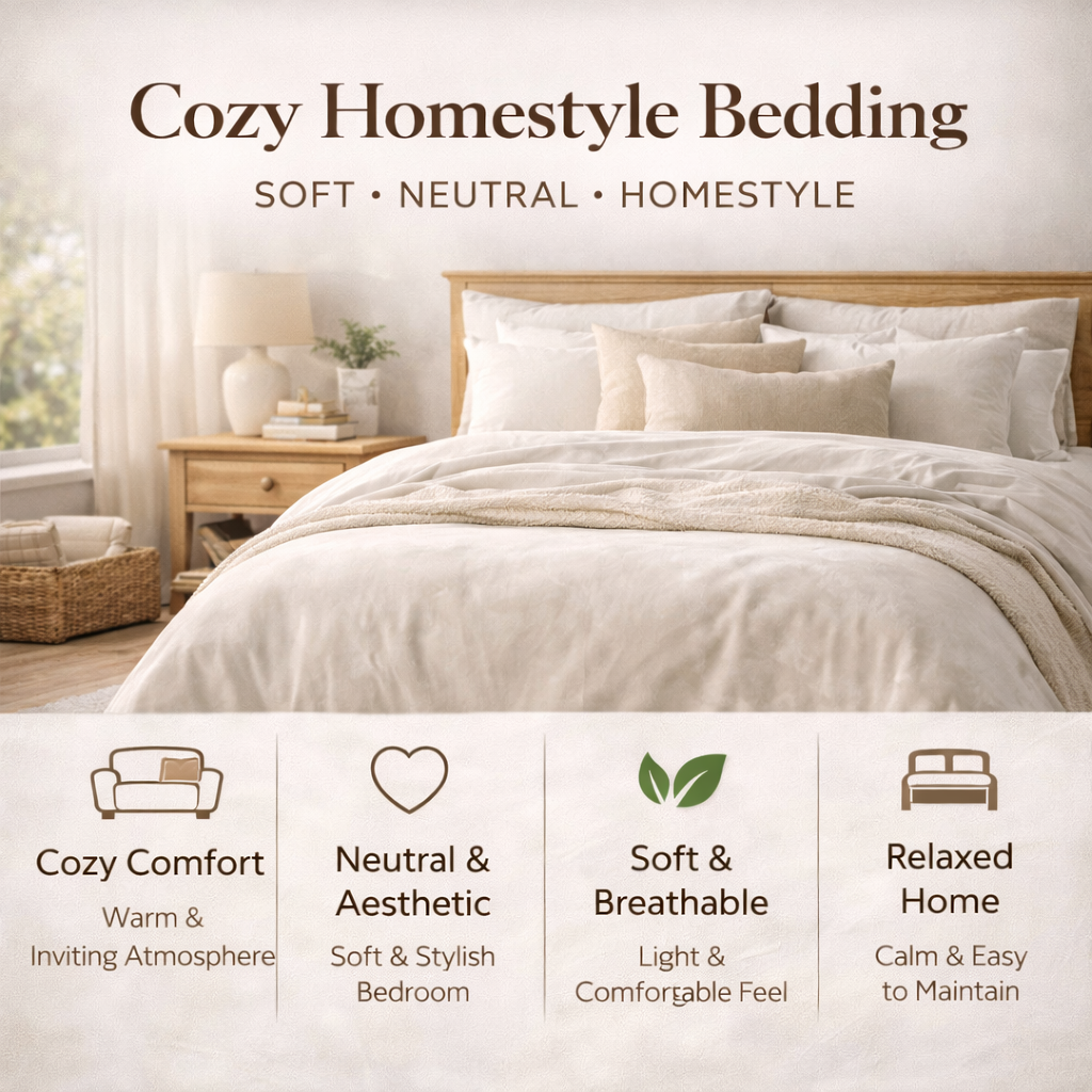 cozy bedding soft neutral bedroom warm homestyle aesthetic modern bedroom