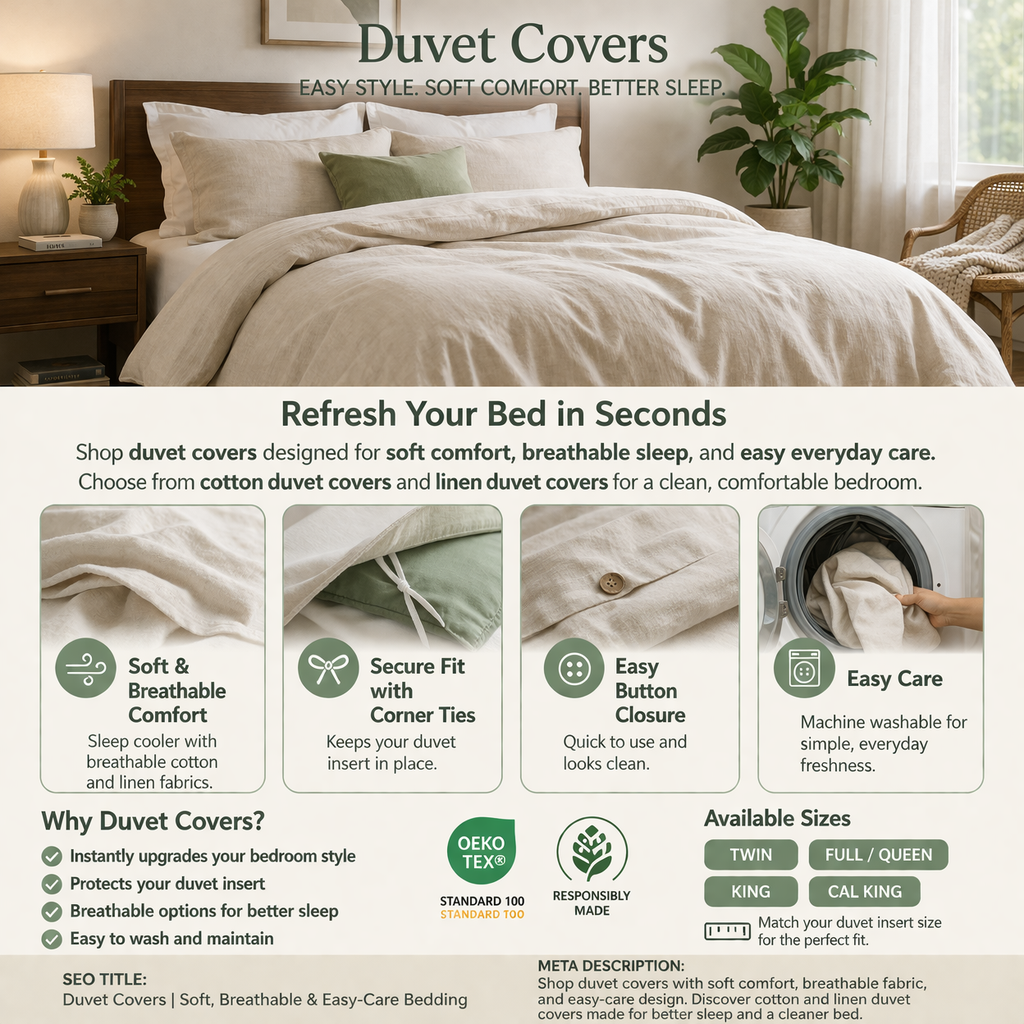 duvet covers soft breathable cotton linen easy care bedding clean modern bedroom