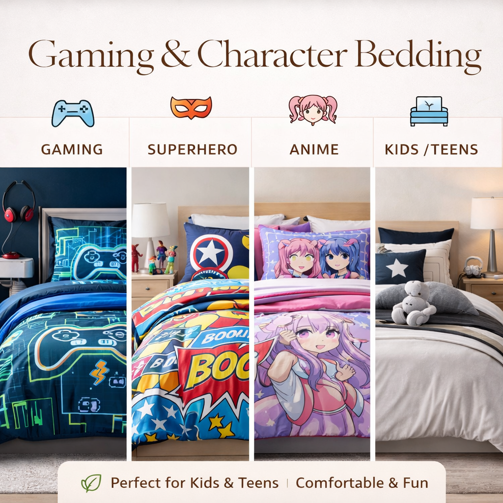 gaming bedding anime superhero kids bedroom colorful modern themed bedding