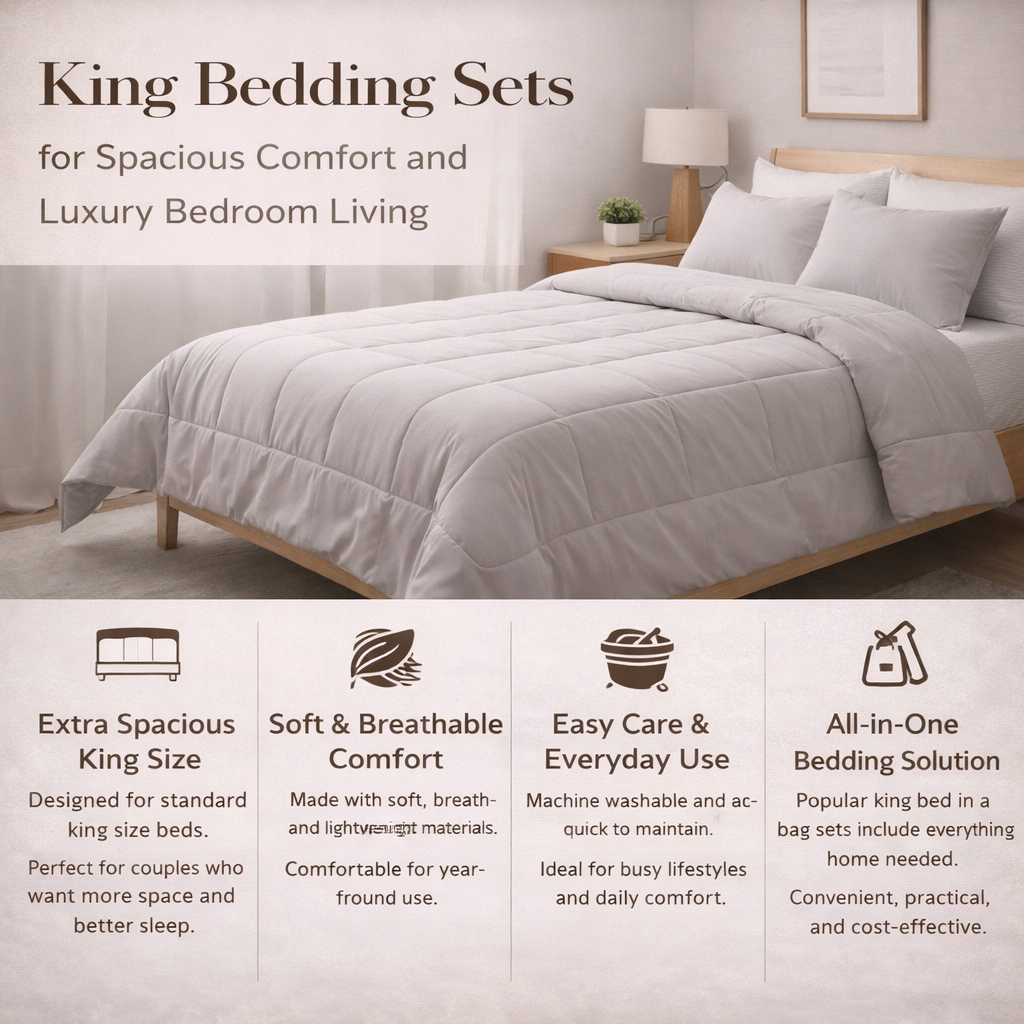 king bedding set luxury comforter spacious bed soft breathable all season bedding modern bedroom