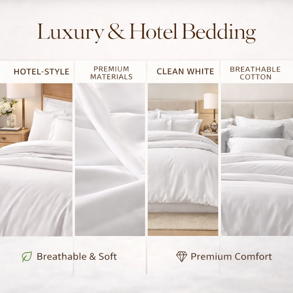 luxury hotel bedding white soft cotton high thread count modern bedroom