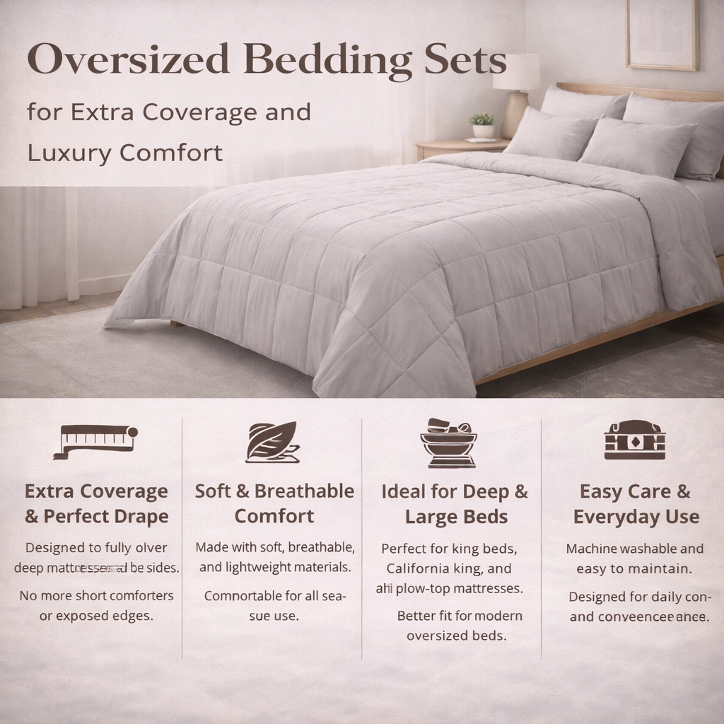 oversized bedding set extra large comforter king bed luxury bedroom full coverage soft breathable bedding