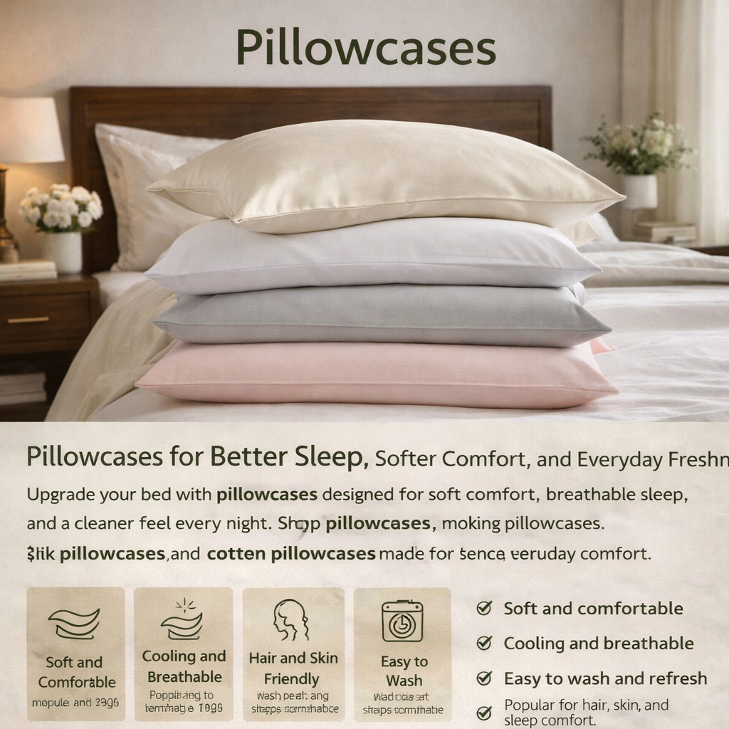 pillowcases soft cooling breathable silk satin cotton sleep comfort bedroom