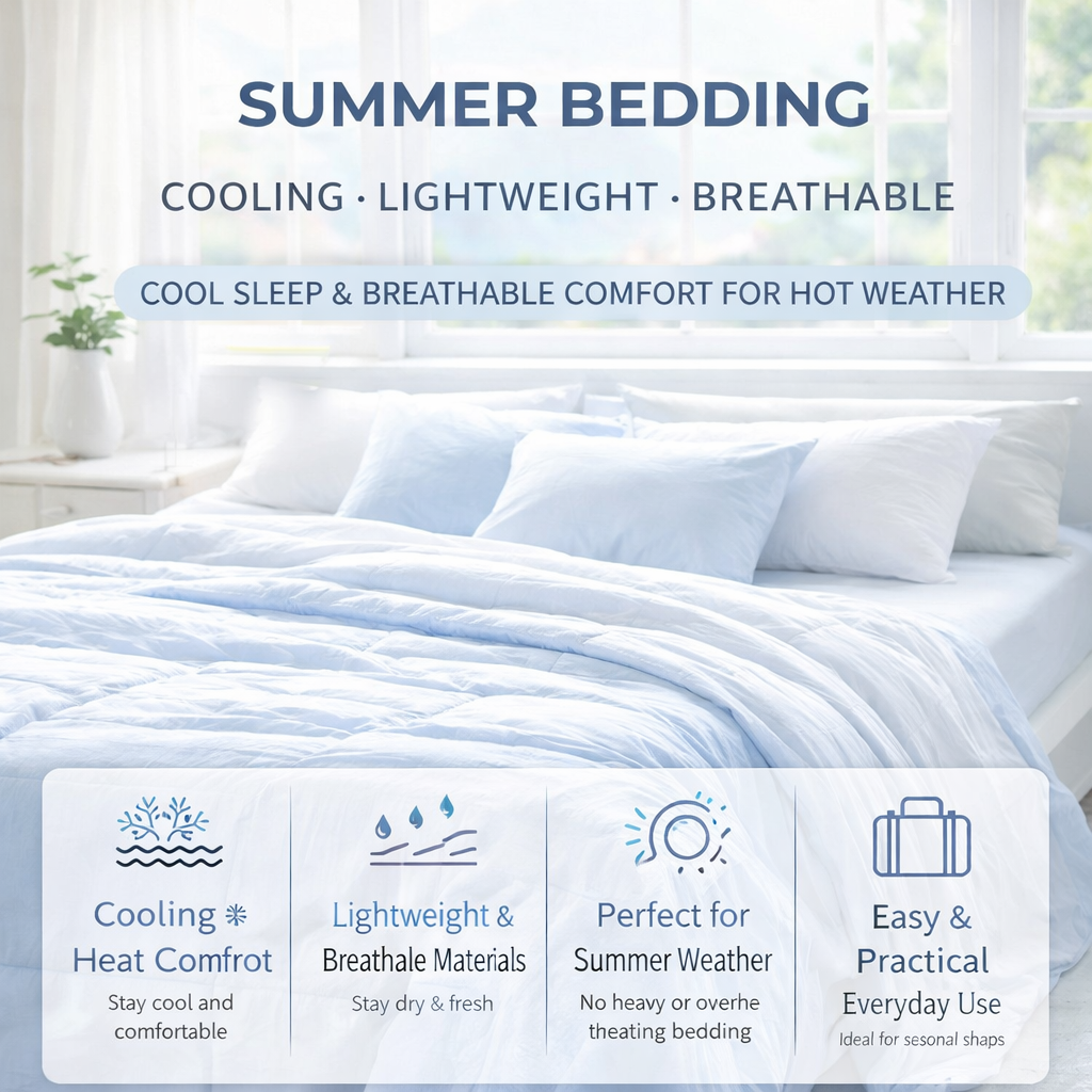 summer bedding cooling lightweight comforter breathable bedding hot weather sleep set