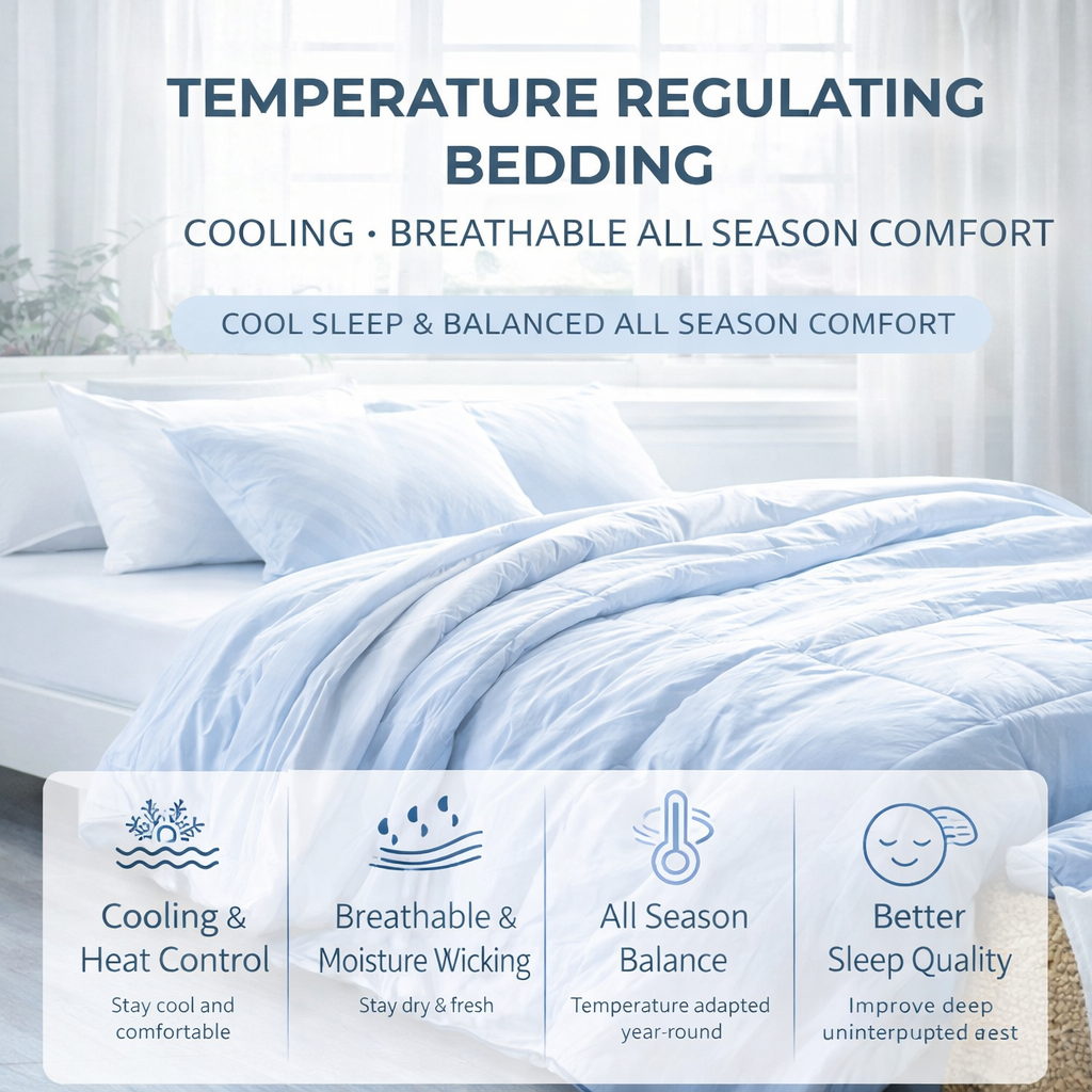 cooling bedding temperature regulating comforter breathable moisture wicking bedding hot sleeper bedding