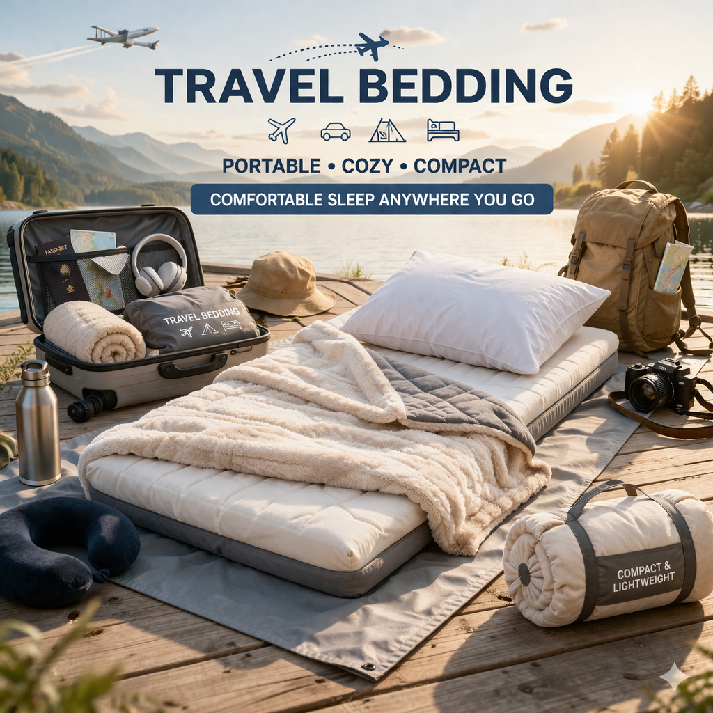 travel bedding portable cozy blanket compact guest bedding lightweight sleep set for trips