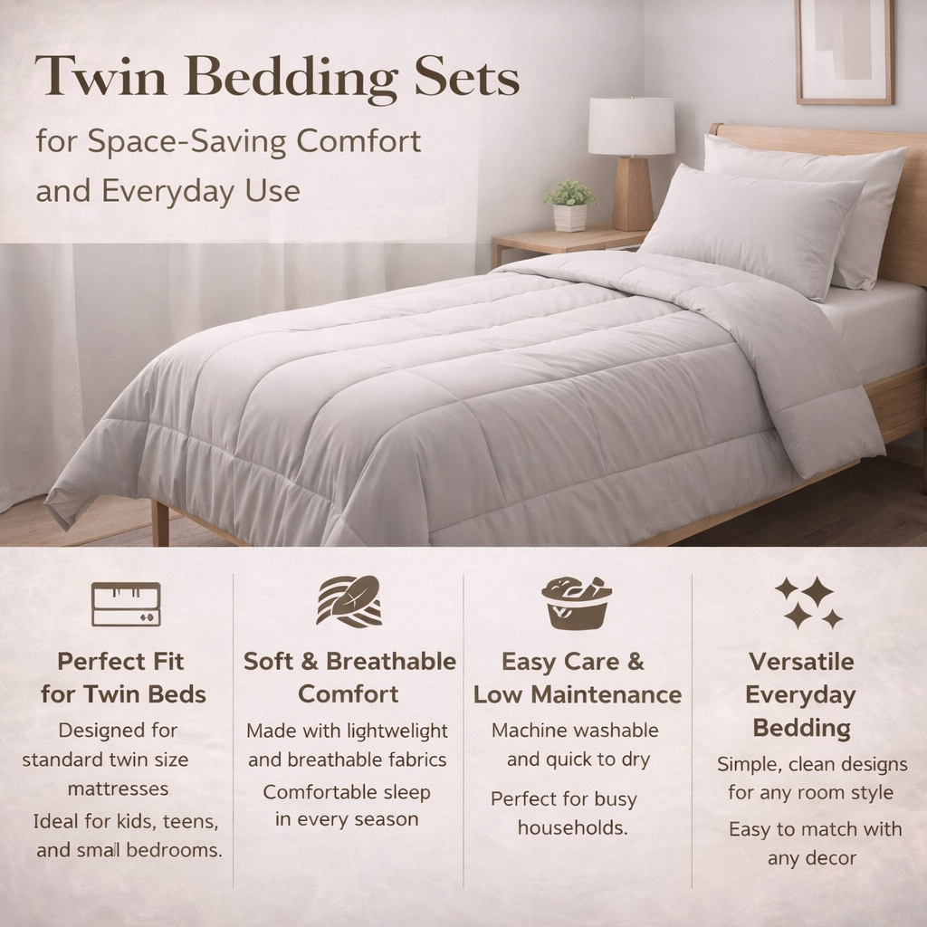 twin bedding set soft breathable comforter small bedroom dorm bedding set