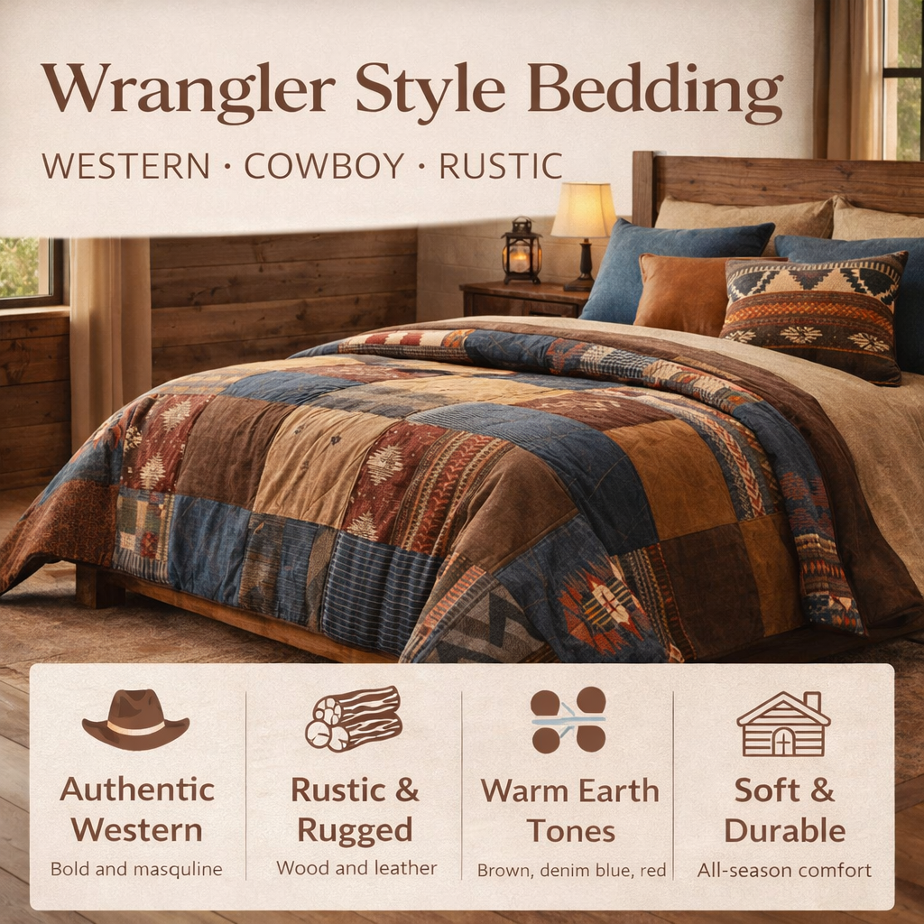 western bedding cowboy comforter rustic ranch style bedding brown leather wood bedroom rugged bedding