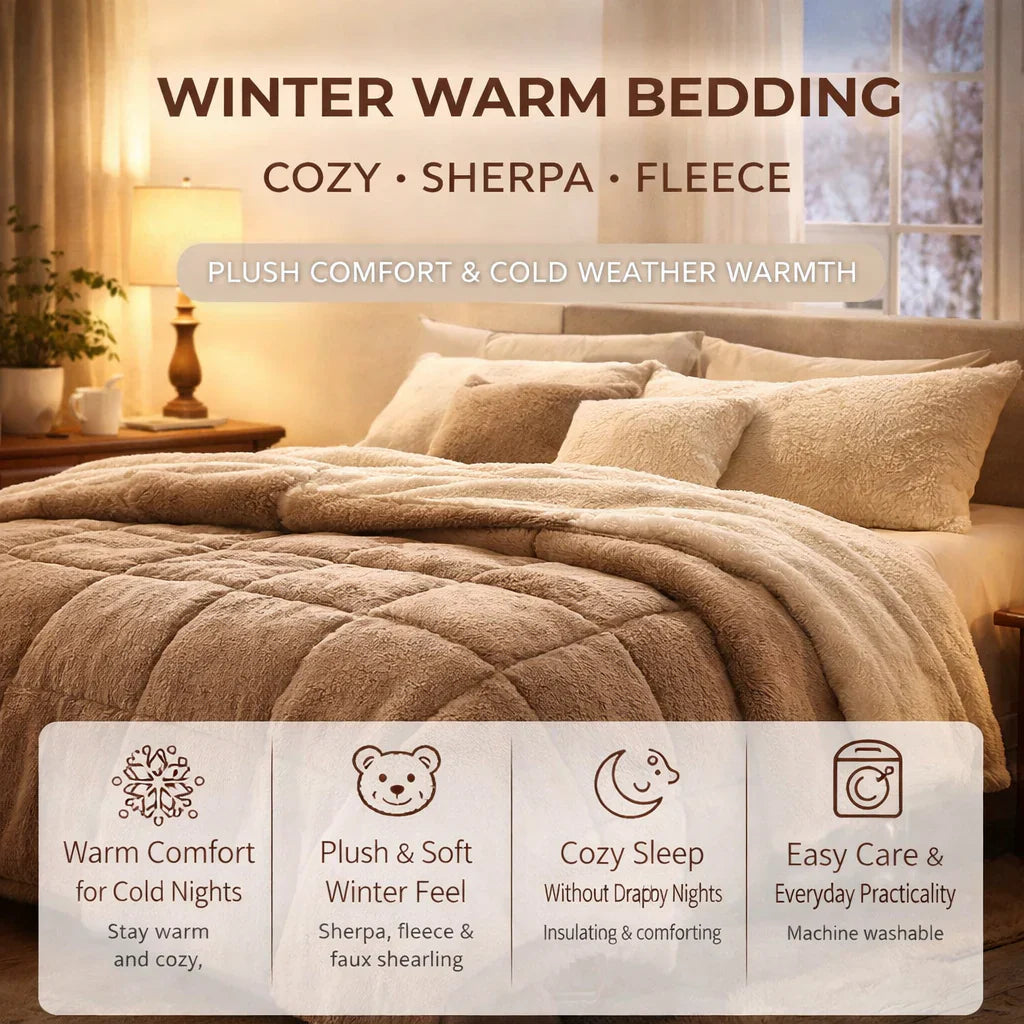 winter warm bedding sherpa comforter fleece bedding cozy cold weather bedroom set