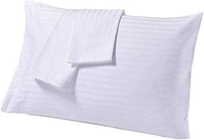 Comfort Beddings Queen Pillowcases Set of 4 – 100% Organic Cotton, 600 Thread Count Sateen, Soft & Comfy Pillow Covers with Envelope Closure, White Stripe, Queen Size 20 x 30 Inches