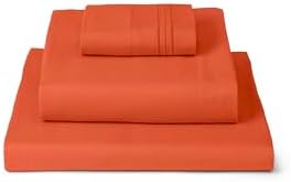 Mellanni Iconic 3-Piece, Ultra Soft Sheet Set (Twin, Poppy Orange)
