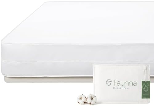 FAUNNA 100% Cotton Bed Bug Dust Mite Mattress Protector Cover Full 12 Deep