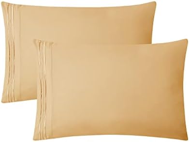 Clara Clark 4Piece California King Bed Sheets Set, Deep Pocket, Microfiber, Camel Gold