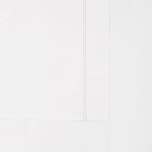 SCOUT 100% Cotton 200 Thread Count Percale Pick Stitch White/Pink Lemonade 3-Piece Twin Sheet Set, Solid Themed, Adult Bedding, Oeko-TEX Certified