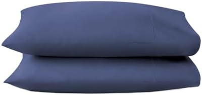 100% Organic Cotton Pillow Cases King Size Set of 2-100% Cotton Pillowcases GOTS Certified 300 Thread Count - Naturally Cooling Comfortable Breathable & Soft Pillow Cases (Navy, King)