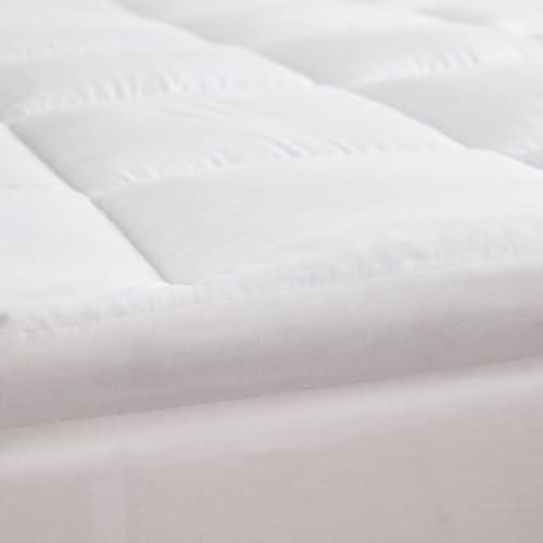 Mattress Pad - Soft and Breathable Mattress Protector Cover - Pillow Topper with Stretches to 18” Deep Pocket Fits Up to 8”-21” Cooling Bed Topper (White-Thick, King)