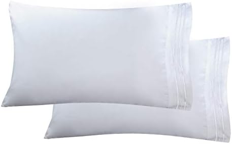 Elegant Comfort Luxury Ultra-Soft 2-Piece Pillowcase Set - 1500 Premium Hotel Quality Microfiber Double Brushed - Wrinkle Resistant, King Size, White (Pack of 2)