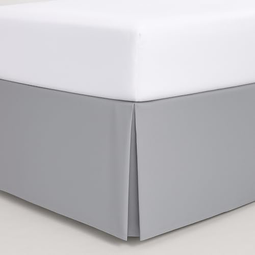 Mattress-Homes Luxury Box Pleated Bed Skirt Split Corners Platform Style Easy Fit Fade & Wrinkle Resistant with Tailored Drop 18 Inch (Twin, Light Grey)