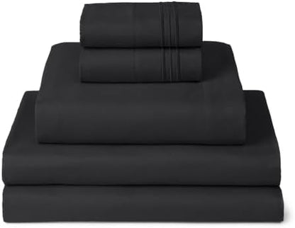Mellanni Iconic 5-Piece, Ultra Soft Sheet Set (Split King, Black)