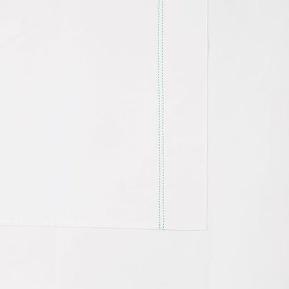 SCOUT 100% Cotton 200 Thread Count Percale Pick Stitch White/Seafoam 4-Piece Queen Sheet Set, Solid Themed, Adult Bedding, Oeko-TEX Certified