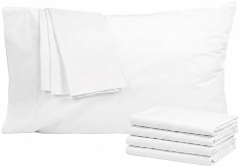 Pillow Cases 100% Cotton Percale Standard Queen Size Set of 4, White