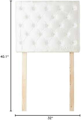 Tufted Velvet Plush College Dorm Twin XL Headboard - White with Legs