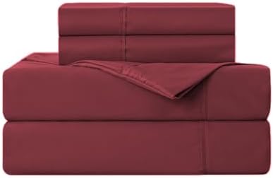 Kingnex Queen Sleeper Sofa Bed Sheets for 60x74 Pull Out Sofa Bed with 4-6 Deep Pocket Soft Double Brushed 1800 Microfiber 4 Piece Bedding Set Burgundy