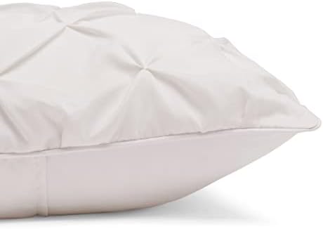 Amazon Basics Warm, Breathable Down-Alternative Comforter Set, 3-Piece Bedding with Pinch Pleat Design and Piped Edges, Soft, Full/Queen Size, Cream