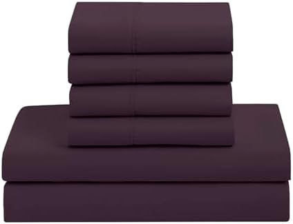 RV Short Queen Comforter Set for RV Camper - Comforter Set with Fitted & Flat Sheet, 4 Pillowcases - Tailored for RV Short Queen Beds - Cozy Essentials for Your RV Bedroom, Purple