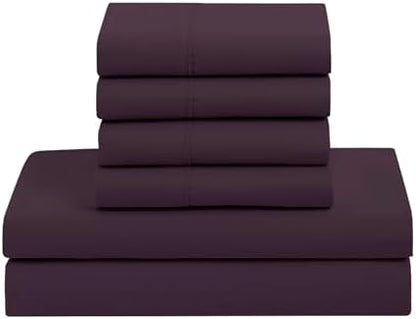 RV Short Queen Comforter Set for RV Camper - Comforter Set with Fitted & Flat Sheet, 4 Pillowcases - Tailored for RV Short Queen Beds - Cozy Essentials for Your RV Bedroom, Purple