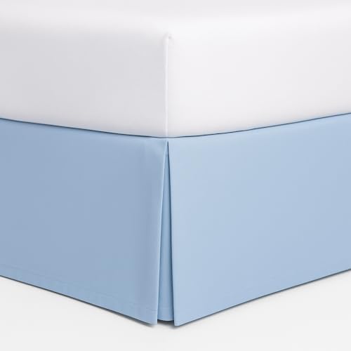 Mattress-Homes Luxury Box Pleated Bed Skirt Split Corners Platform Style Easy Fit Fade & Wrinkle Resistant with Tailored Drop 14 Inch (Full, Light Blue)