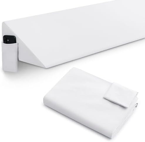 INVGEEXI White Full Size Bed Wedge Pillow Cover, 54" L x 10" W x 6" H
