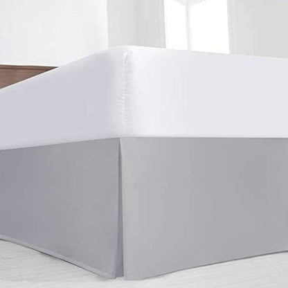 Mattress-Homes Luxury Box Pleated Bed Skirt Split Corners Platform Style Easy Fit Fade & Wrinkle Resistant with Tailored Drop 18 Inch (Twin, Light Grey)
