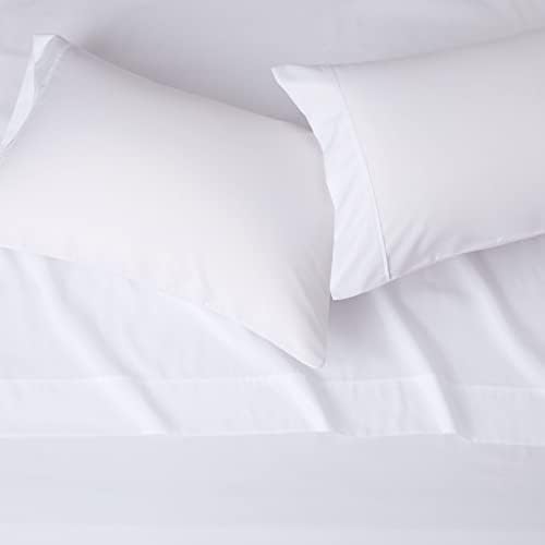 Amazon Basics Lightweight Super Soft Breathable Wrinkle-Resistant Microfiber 4-Piece Bed Sheet Set with 14-Inch Deep Pockets, Queen, Bright White, Solid (Pack of 2)