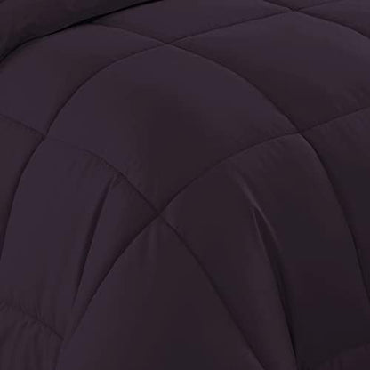 Sweet Home Collection 7 Piece Comforter Set Bag Solid Color All Season Soft Down Alternative Blanket & Luxurious Microfiber Bed Sheets, Purple, Full