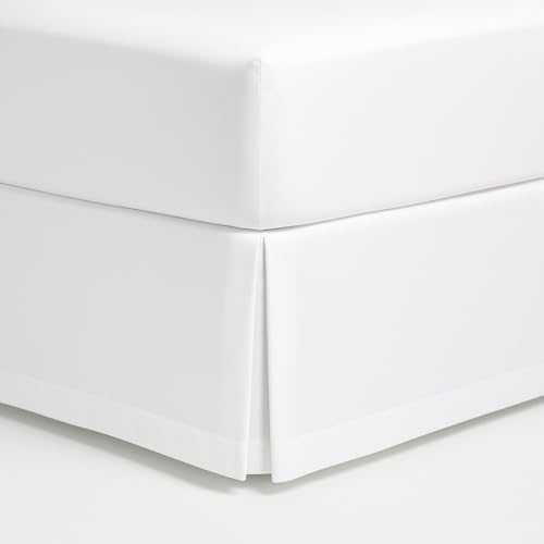 Mattress-Homes Luxury Box Pleated Bed Skirt Split Corners Platform Style Easy Fit Fade & Wrinkle Resistant with Tailored Drop 14 Inch (Twin, White)