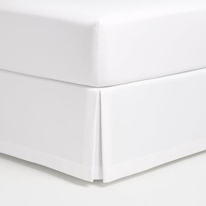 Mattress-Homes Luxury Box Pleated Bed Skirt Split Corners Platform Style Easy Fit Fade & Wrinkle Resistant with Tailored Drop 18 Inch (Full, White)