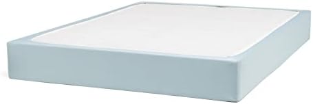 Amazon Basics Box Spring Cover - Alternative to Bed Skirt, Elastic Polyester Fabric Wrap Around Band 4 Sides - King/Cal King, Solid, Spa Blue