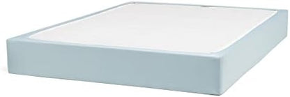 Amazon Basics Box Spring Cover - Alternative to Bed Skirt, Elastic Polyester Fabric Wrap Around Band 4 Sides - King/Cal King, Solid, Spa Blue