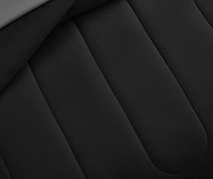 Maple&Stone Queen Comforter Set 7 Pieces Bed in a Bag Black Bedding Set