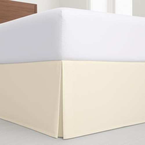 Mattress-Homes Luxury Box Pleated Bed Skirt Split Corners Platform Style Easy Fit Fade & Wrinkle Resistant with Tailored Drop 18 Inch (Twin, Ivory)