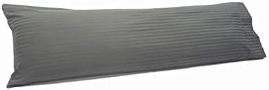 Comfort Beddings Body Pillowcase, 100% Organic Cotton 600 Thread Count Sateen, Soft Cooling Grey Stripe, 1-Pack, Hidden Zipper Closure, Hotel Quality, Fade & Shrink Resistant, 20 x 48 Inches