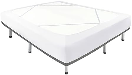 Box Spring Cover Queen Size-White Stretch Wrap Around 4 Sided Bed Skirt