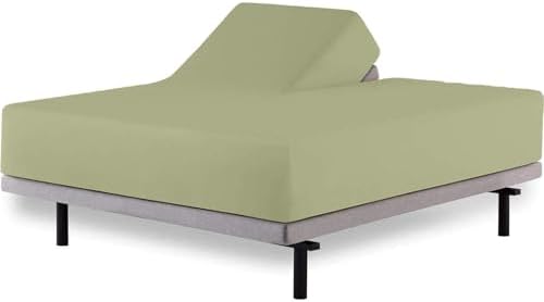 1 Piece Top Split Queen Fitted Sheet for Adjustable beds, 34" Split, Sage