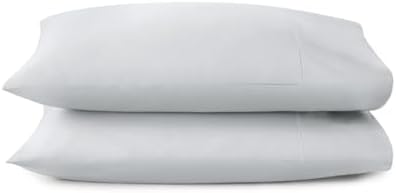 100% Organic Cotton Pillow Cases Queen Size Set of 2-100% Cotton Pillowcases GOTS Certified 300 Thread Count - Naturally Cooling Comfortable Breathable & Soft Pillow Cases (Shore, Queen)